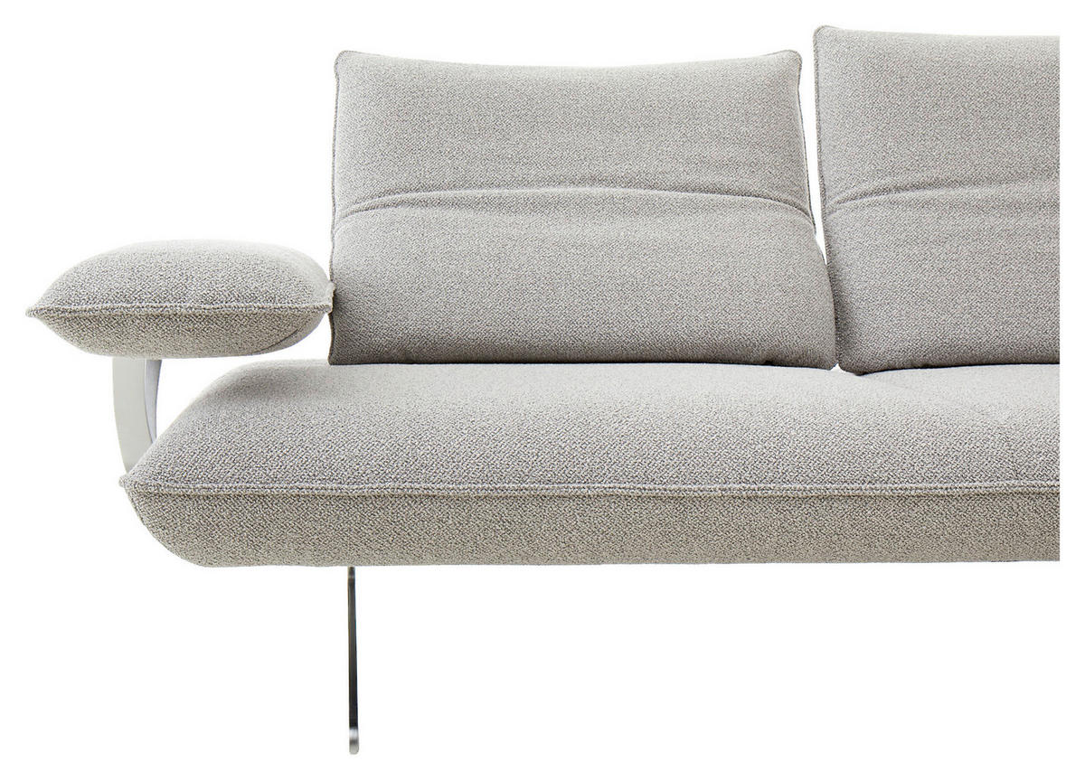 ECKSOFA in Flachgewebe Grau  - Edelstahlfarben/Grau, Design, Textil/Metall (316/161cm) - Koinor