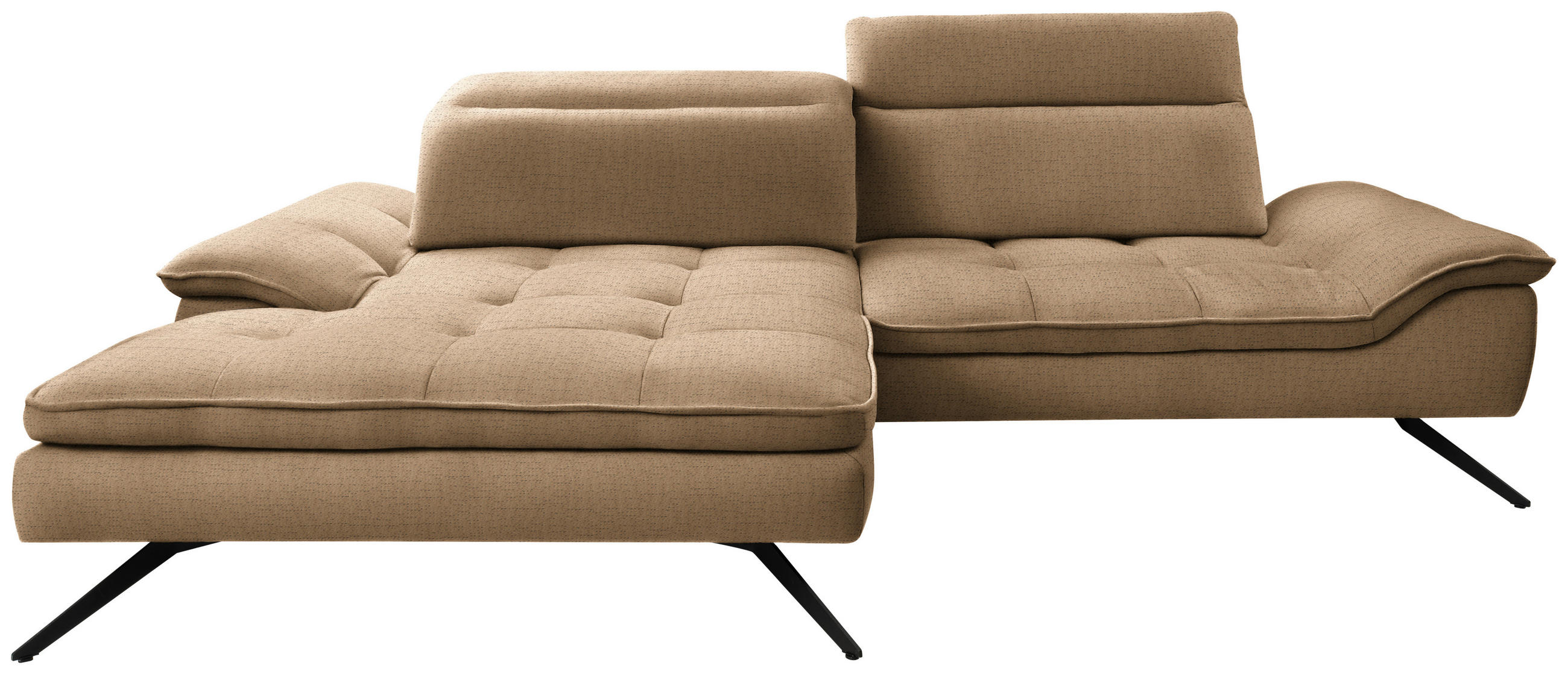 ECKSOFA in Chenille Rostfarben  - Rostfarben/Schwarz, Design, Textil/Metall (179-202/288cm) - Stylife