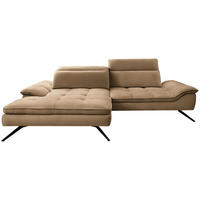 ECKSOFA in Chenille Rostfarben  - Rostfarben/Schwarz, Design, Textil/Metall (179-202/288cm) - Stylife