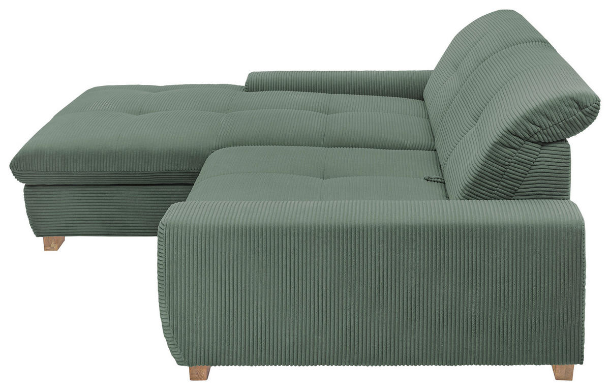 ECKSOFA Olivgrün Cord  - Eichefarben/Olivgrün, Design, Holz/Textil (198/276cm) - SetOne by Musterring
