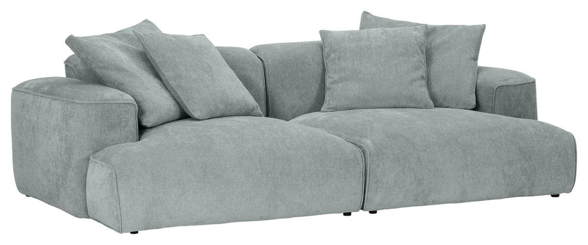 MEGASOFA Flachgewebe Salbeigrün  - Salbeigrün/Schwarz, MODERN, Kunststoff/Textil (270/77/140cm) - Lomoco