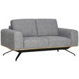 2-SITZER-SOFA in Struktur Grau  - Schwarz/Grau, Design, Holz/Textil (166/85-104/95cm) - Novel