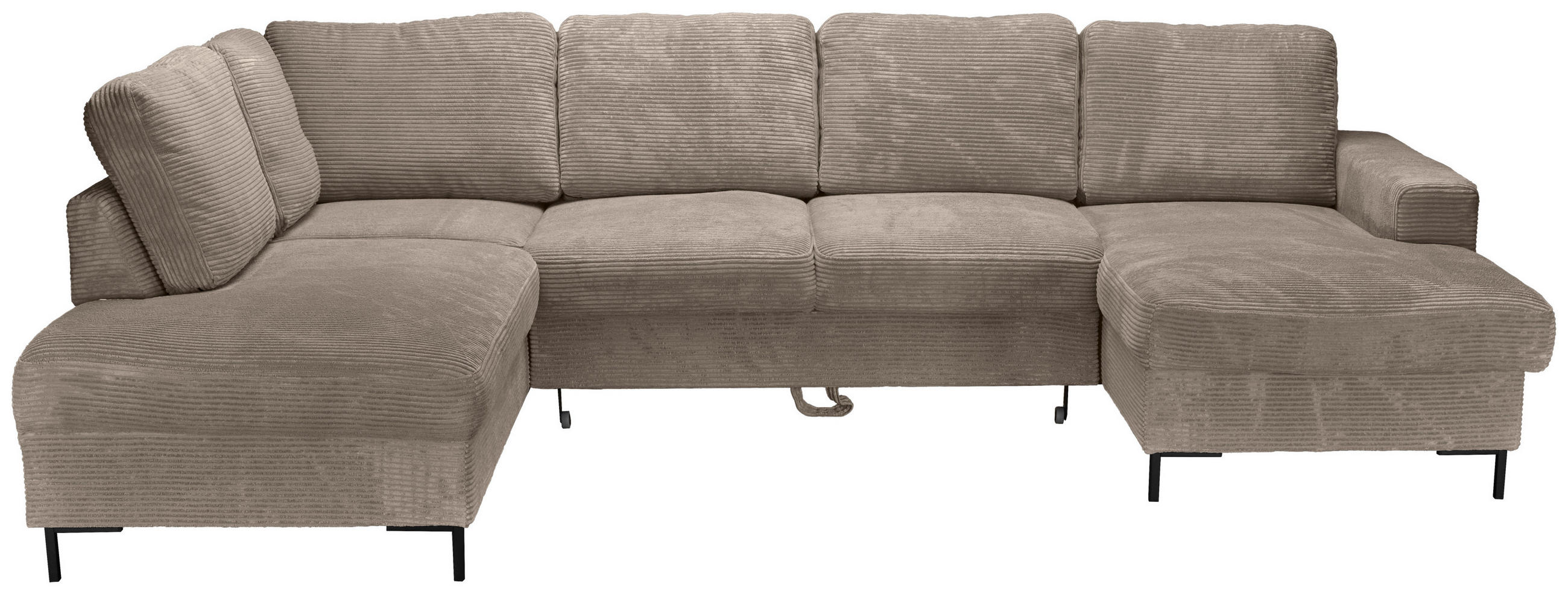 WOHNLANDSCHAFT Taupe Cord  - Taupe/Schwarz, KONVENTIONELL, Textil/Metall (197/303/148cm) - Carryhome