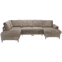 WOHNLANDSCHAFT Taupe Cord  - Taupe/Schwarz, KONVENTIONELL, Textil/Metall (197/303/148cm) - Carryhome