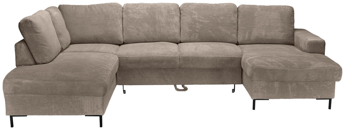 WOHNLANDSCHAFT Taupe Cord  - Taupe/Schwarz, KONVENTIONELL, Textil/Metall (197/303/148cm) - Carryhome