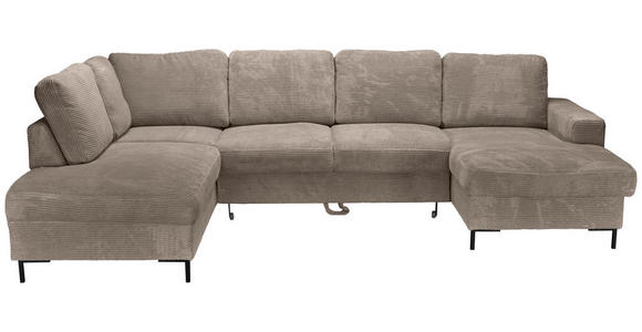 WOHNLANDSCHAFT Taupe Cord  - Taupe/Schwarz, KONVENTIONELL, Textil/Metall (197/303/148cm) - Carryhome