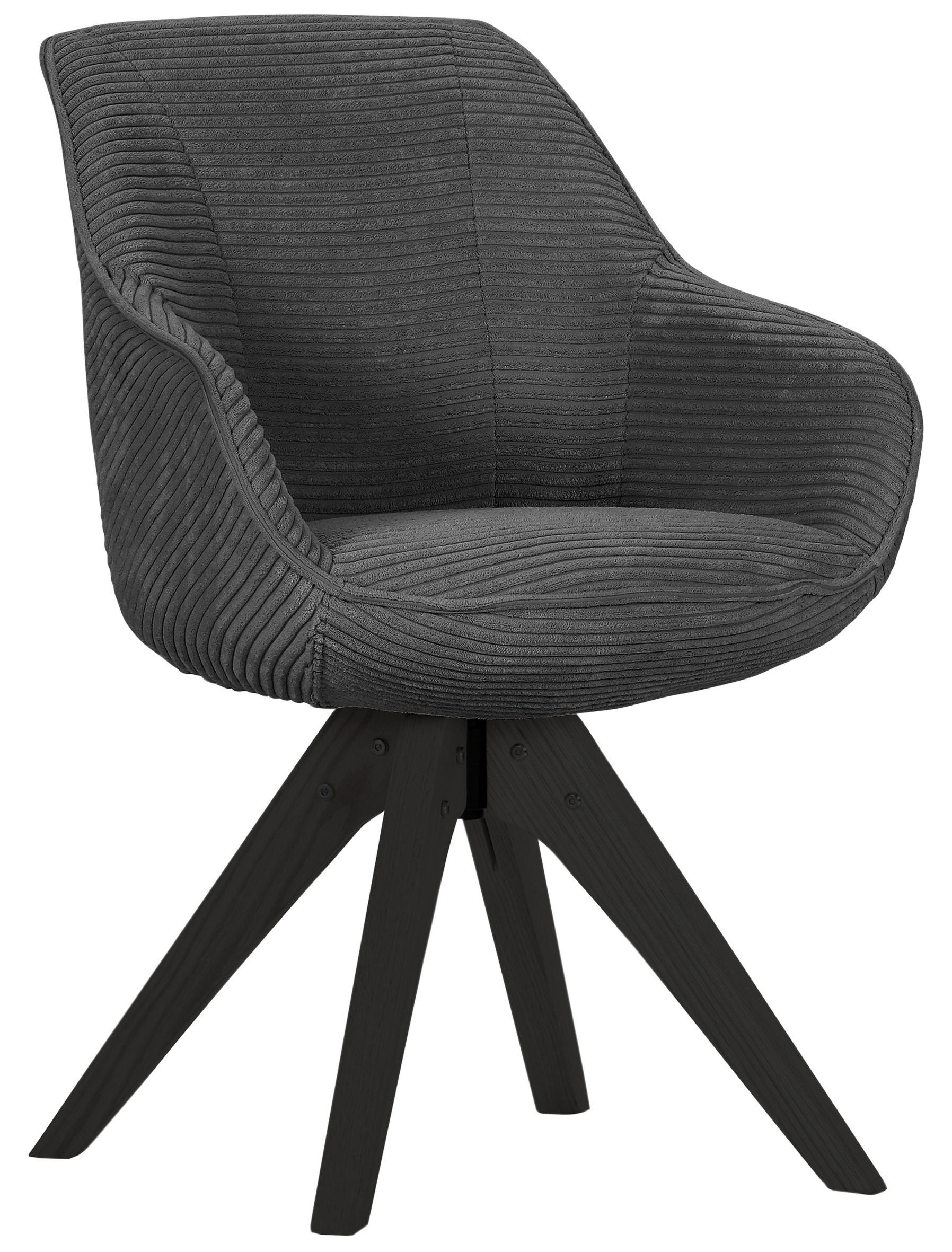 ARMLEHNSTUHL  Stoffauswahl, Typenauswahl, Sitzfläche 360° drehbar Cord  Grau, Schwarz  - Schwarz/Grau, Design, Holz/Textil (60/83/65cm) - Landscape