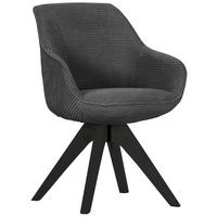 ARMLEHNSTUHL  Stoffauswahl, Typenauswahl, Sitzfläche 360° drehbar Cord  Grau, Schwarz  - Schwarz/Grau, Design, Holz/Textil (60/83/65cm) - Landscape