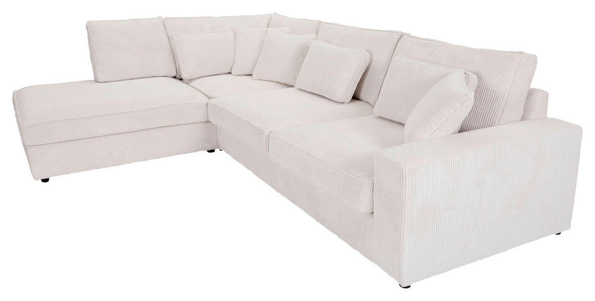 ECKSOFA Cord Naturfarben  - Schwarz/Naturfarben, Modern, Kunststoff/Textil (228/307cm) - Carryhome