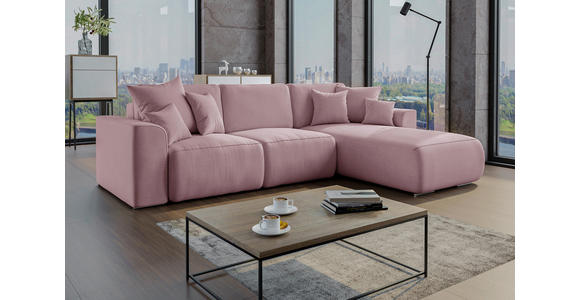 ECKSOFA Rosa Velours  - Chromfarben/Rosa, KONVENTIONELL, Kunststoff/Textil (293/195cm) - Carryhome