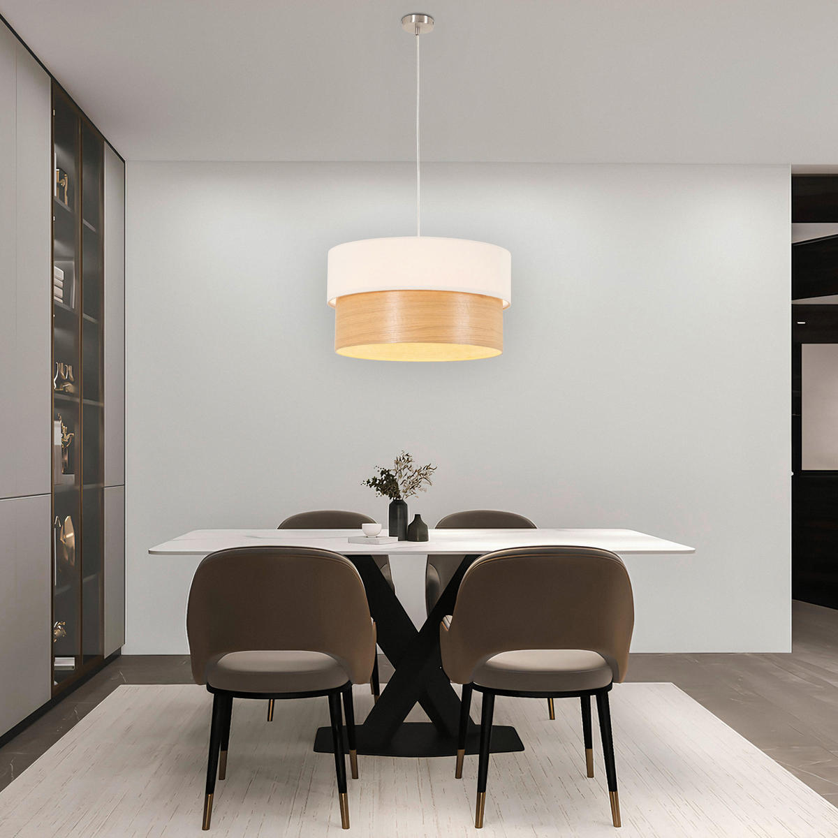 HÄNGELEUCHTE 45/120 cm   - Creme, MODERN, Holz/Kunststoff (45/120cm) - Novel