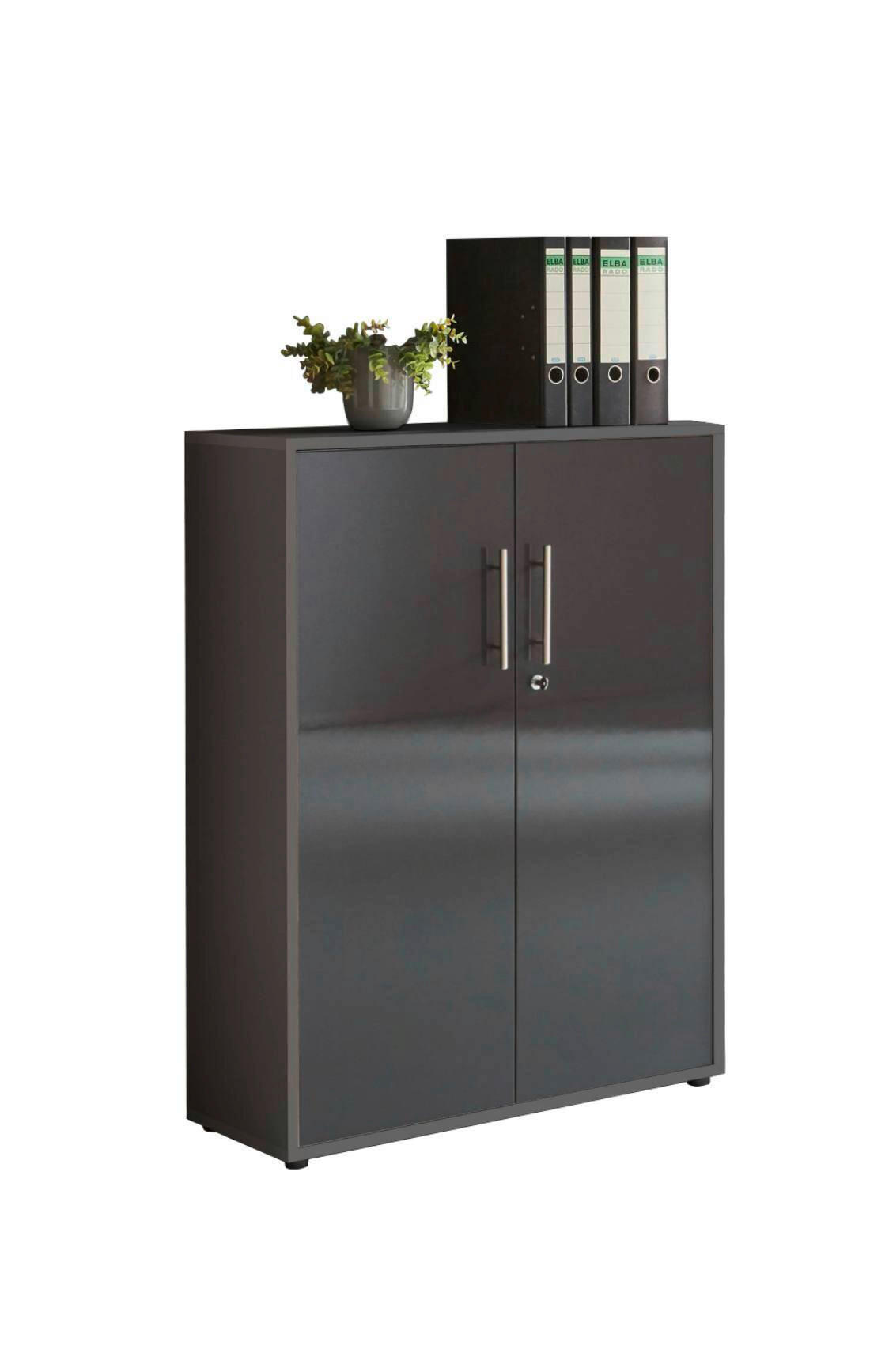 Mid.you Aktenschrank Office Edition Anthrazit, Anthrazit Hochglanz 84.4x113.6x33 cm