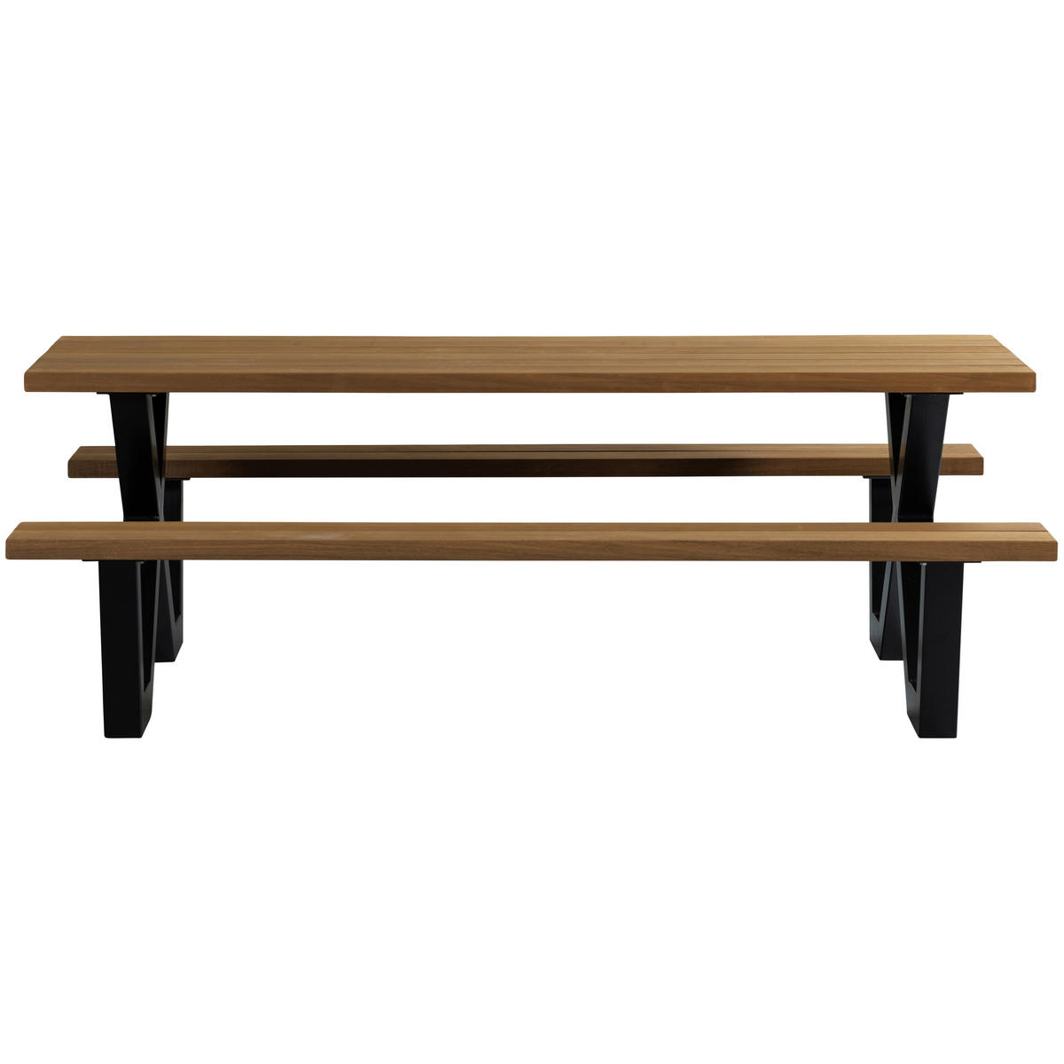 GARTENTISCHGRUPPE Abachivollmassiv  - Schwarz/Naturfarben, MODERN, Holz (206/145/75cm) - Livetastic