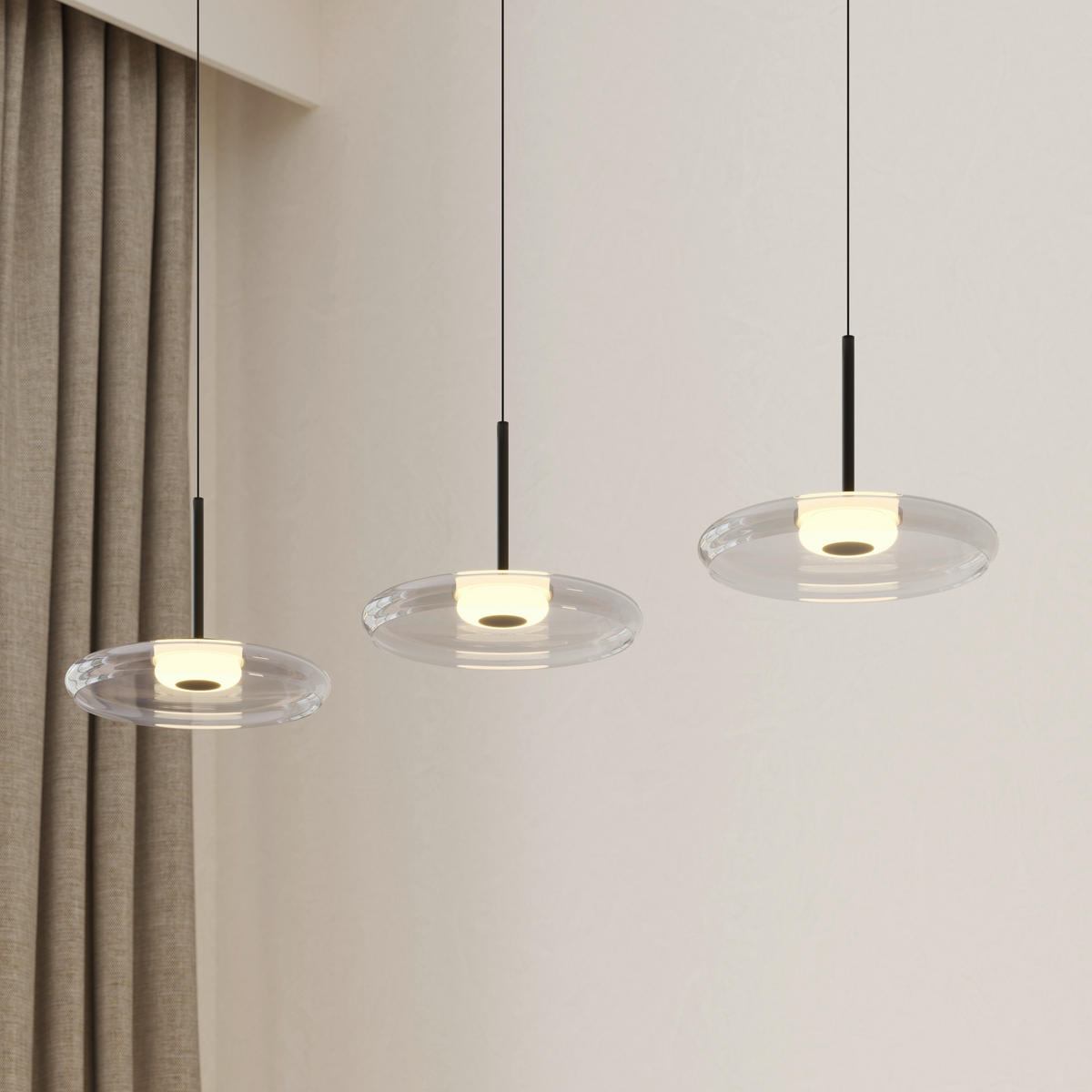 LED-HÄNGELEUCHTE Felis   - Schwarz, Basics, Glas/Metall (105cm) - Novel