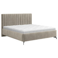 POLSTERBETT gepolstertes Kopfteil, Lattenrost, Bettkasten Creme 180/200 cm  - Creme/Schwarz, KONVENTIONELL, Holz/Textil (180/200cm) - Hom`in
