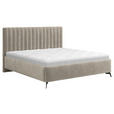 POLSTERBETT gepolstertes Kopfteil, Lattenrost, Bettkasten Creme 180/200 cm - Creme/Schwarz, KONVENTIONELL, Holz/Textil (180/200cm) - Hom`in