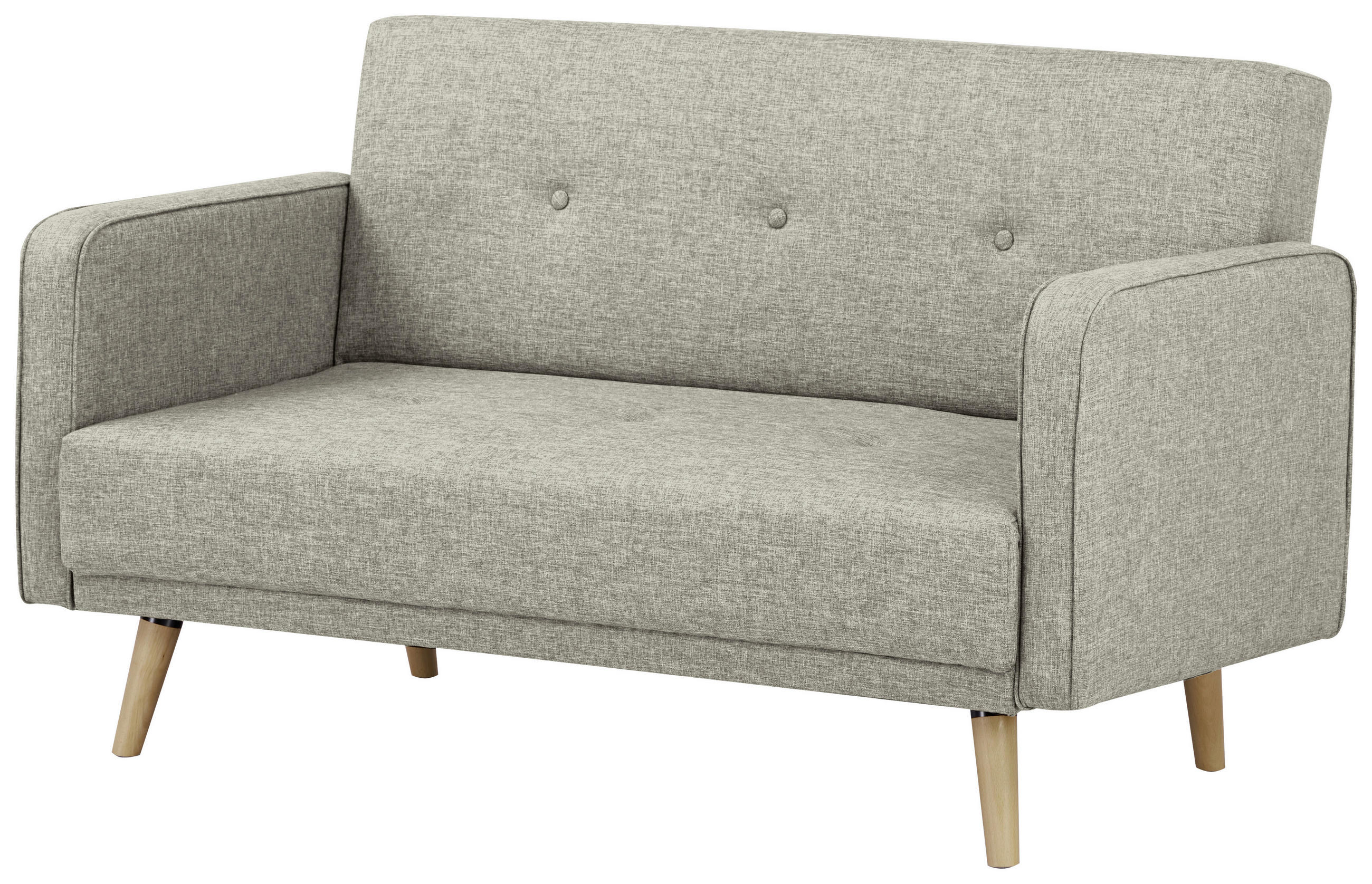 2-SITZER-SOFA Webstoff Hellgrau  - Hellgrau/Naturfarben, MODERN, Holz/Textil (137/80/90cm) - MID.YOU