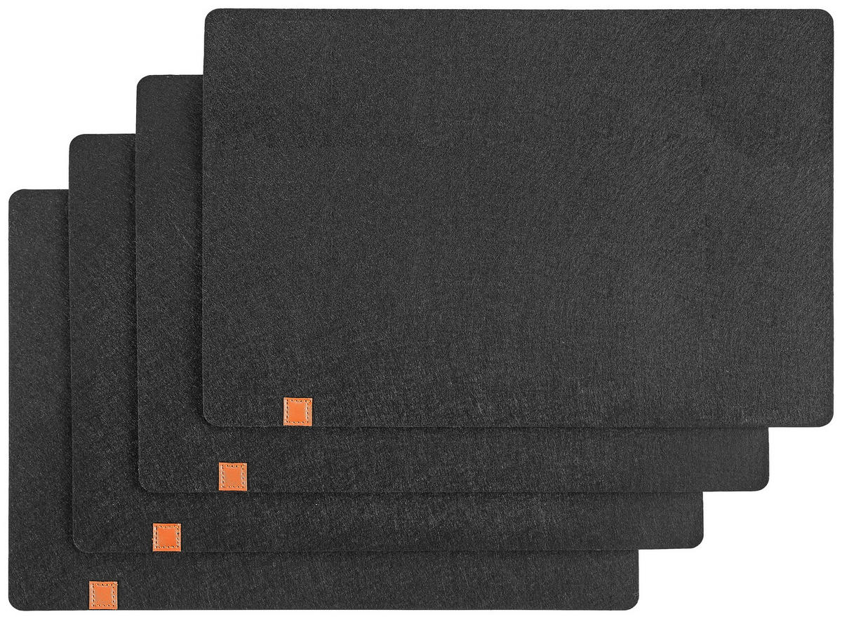 TISCHSET LIFE STYLE Textil Filz Schwarz 45/30 cm  - Schwarz, Basics, Textil (45/30cm) - Justinus