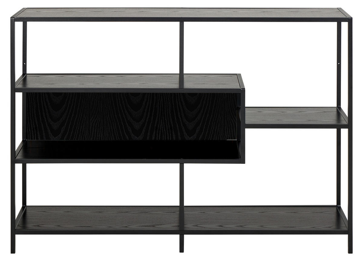 REGAL Schwarz, Eschefarben  - Eschefarben/Schwarz, MODERN, Holzwerkstoff/Metall (114/78/35cm)