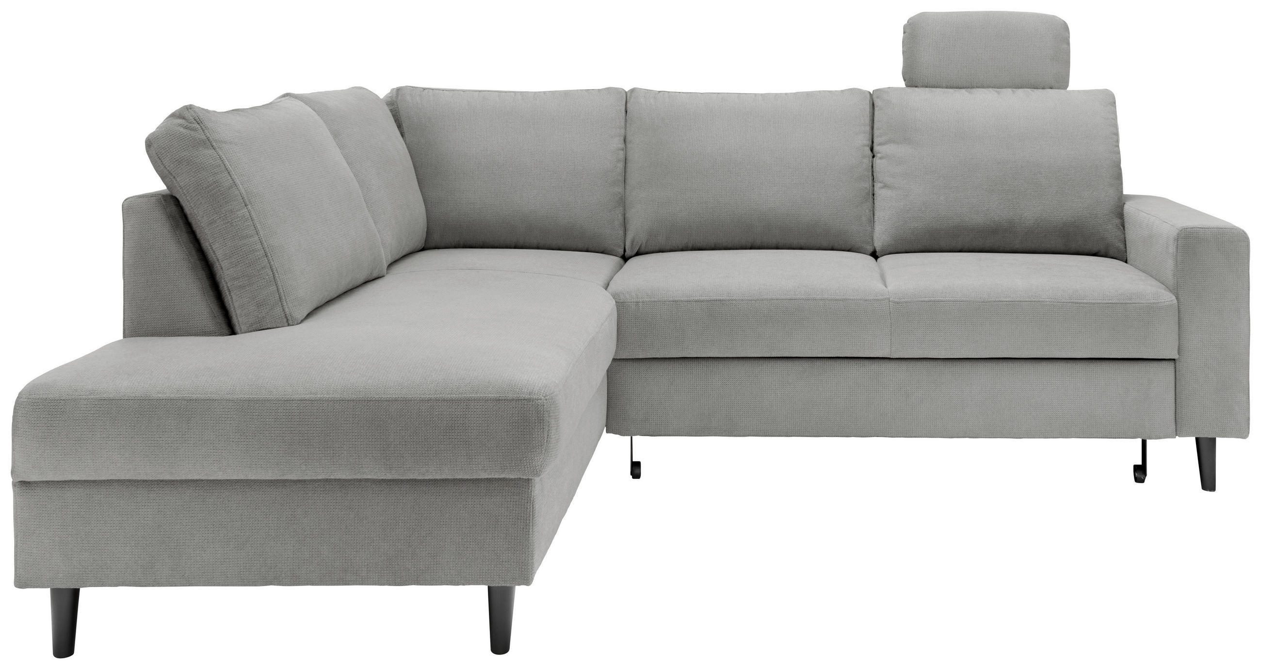 ECKSCHLAFSOFA Grau Chenille  - Schwarz/Grau, MODERN, Holz/Textil (200/242cm) - Livetastic