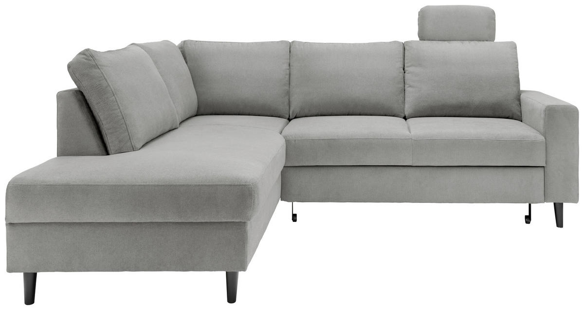 ECKSCHLAFSOFA Grau Chenille  - Schwarz/Grau, MODERN, Holz/Textil (200/242cm) - Livetastic