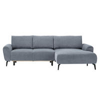 ECKSOFA in Webstoff Blaugrau  - Blaugrau/Schwarz, Design, Textil/Metall (272/170cm) - Welnova