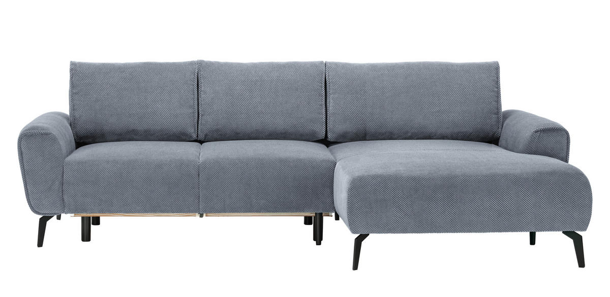 ECKSOFA in Webstoff Blaugrau  - Blaugrau/Schwarz, Design, Textil/Metall (272/170cm) - Welnova