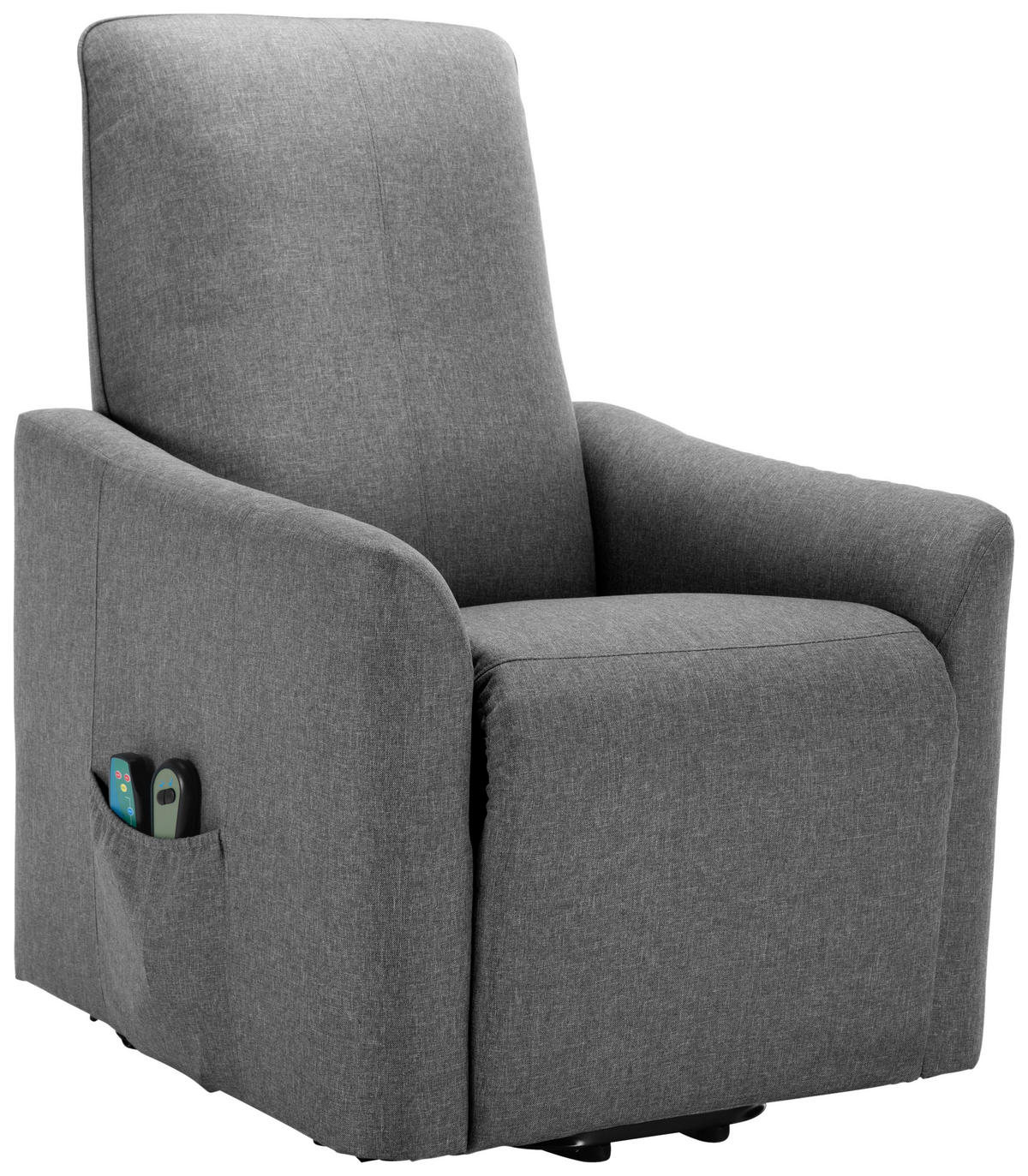 FERNSEHSESSEL  mit Mikrofaser Grau Relaxfunktion, Sitzheizung, Aufstehhilfe  - Schwarz/Grau, KONVENTIONELL, Textil/Metall (73.5/103/87cm) - MID.YOU