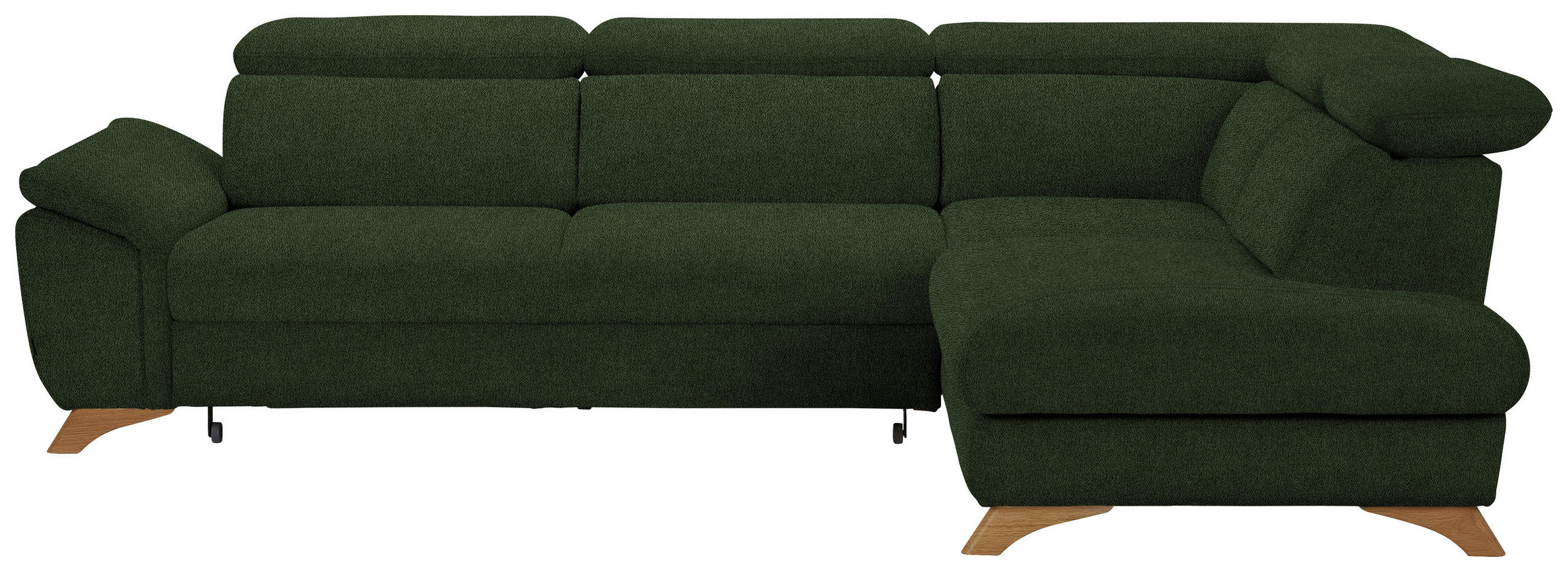 ECKSOFA in Flachgewebe Olivgrün  - Eichefarben/Olivgrün, Modern, Holz/Textil (287/212cm) - Valnatura