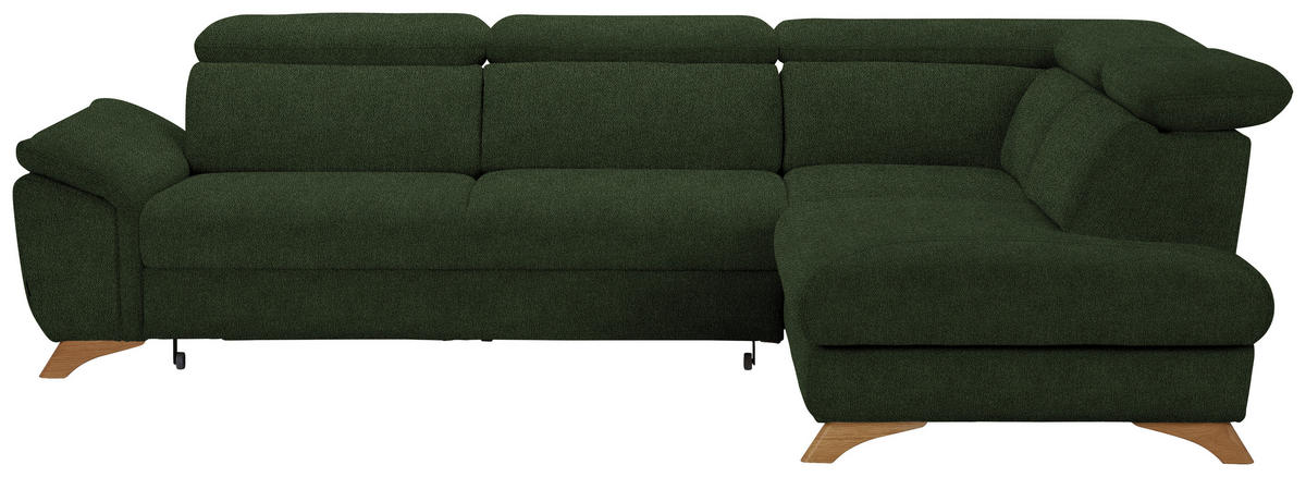 ECKSOFA in Flachgewebe Olivgrün  - Eichefarben/Olivgrün, Modern, Holz/Textil (287/212cm) - Valnatura