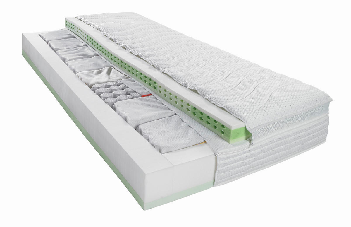TASCHENFEDERKERNMATRATZE 180/200 cm Höhe ca. 24 cm  - Weiß, Basics, Textil (180/200cm) - Physiosleep