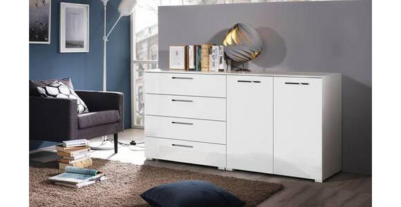 SIDEBOARD 160/81/42 cm in Weiß, Weiß Hochglanz - Chromfarben/Weiß Hochglanz, Design, Holzwerkstoff/Kunststoff (160/81/42cm) - Novel