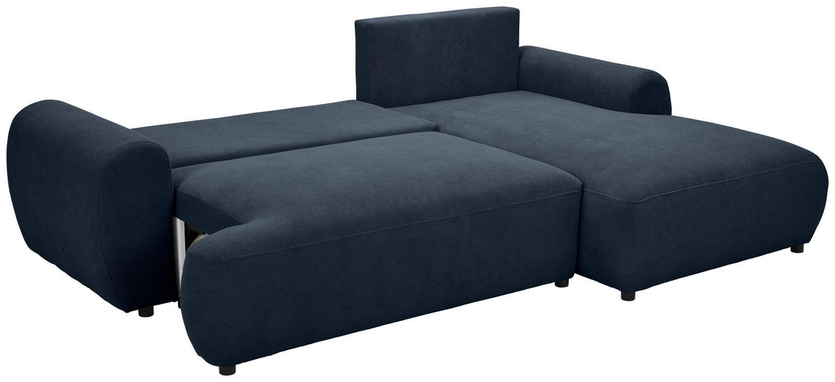 ECKSOFA in Webstoff Dunkelblau  - Schwarz/Dunkelblau, Modern, Kunststoff/Textil (265/175cm) - MID.YOU
