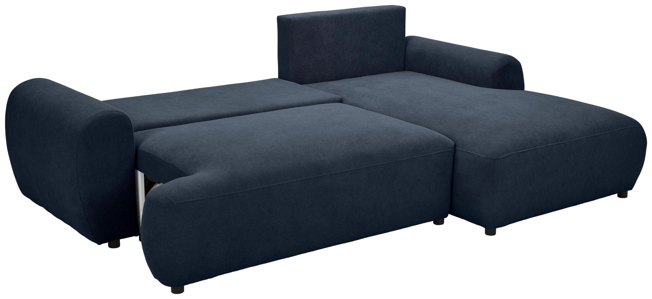 Thumbnail - Carryhome Ecksofa, Dunkelblau, Textil, 3-Sitzer, Füllung: Polyurethan (Pur), Ottomane rechts, L-Form, 265x175 cm, Made i...