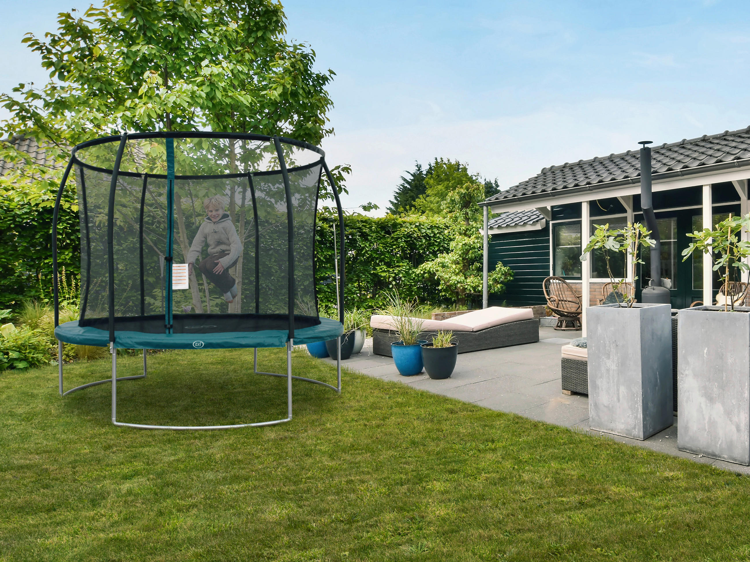 TRAMPOLIN  - Schwarz/Grün, KONVENTIONELL, Kunststoff/Metall (311/261/311cm) - Ambia Garden