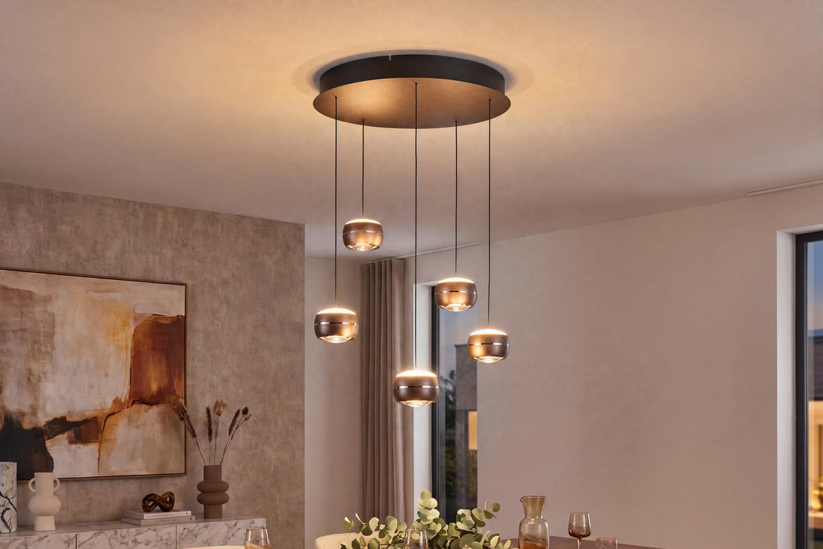 LED-HÄNGELEUCHTE Itonda 52,5/180 cm  - Braun, Design, Glas/Metall (52,5/180cm) - Dieter Knoll