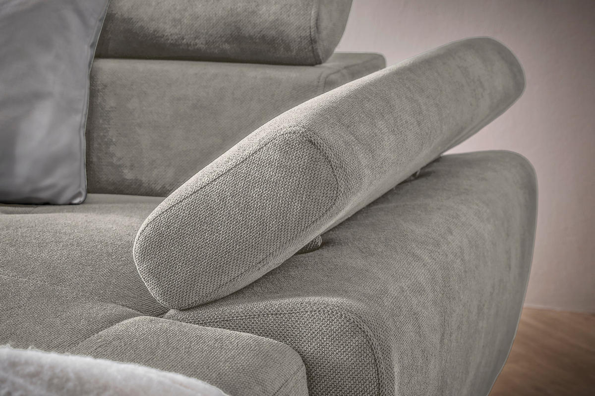 WOHNLANDSCHAFT inkl. Funktion Dunkelgrau Flachgewebe  - Dunkelgrau/Schwarz, MODERN, Textil/Metall (180/333/206cm) - Stylife