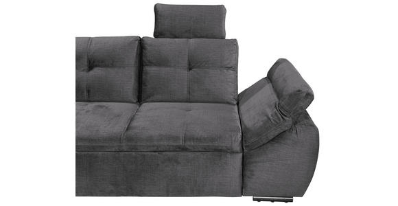 ECKSOFA in Mikrovelours Grau  - Schwarz/Grau, KONVENTIONELL, Kunststoff/Textil (170/275cm) - Carryhome