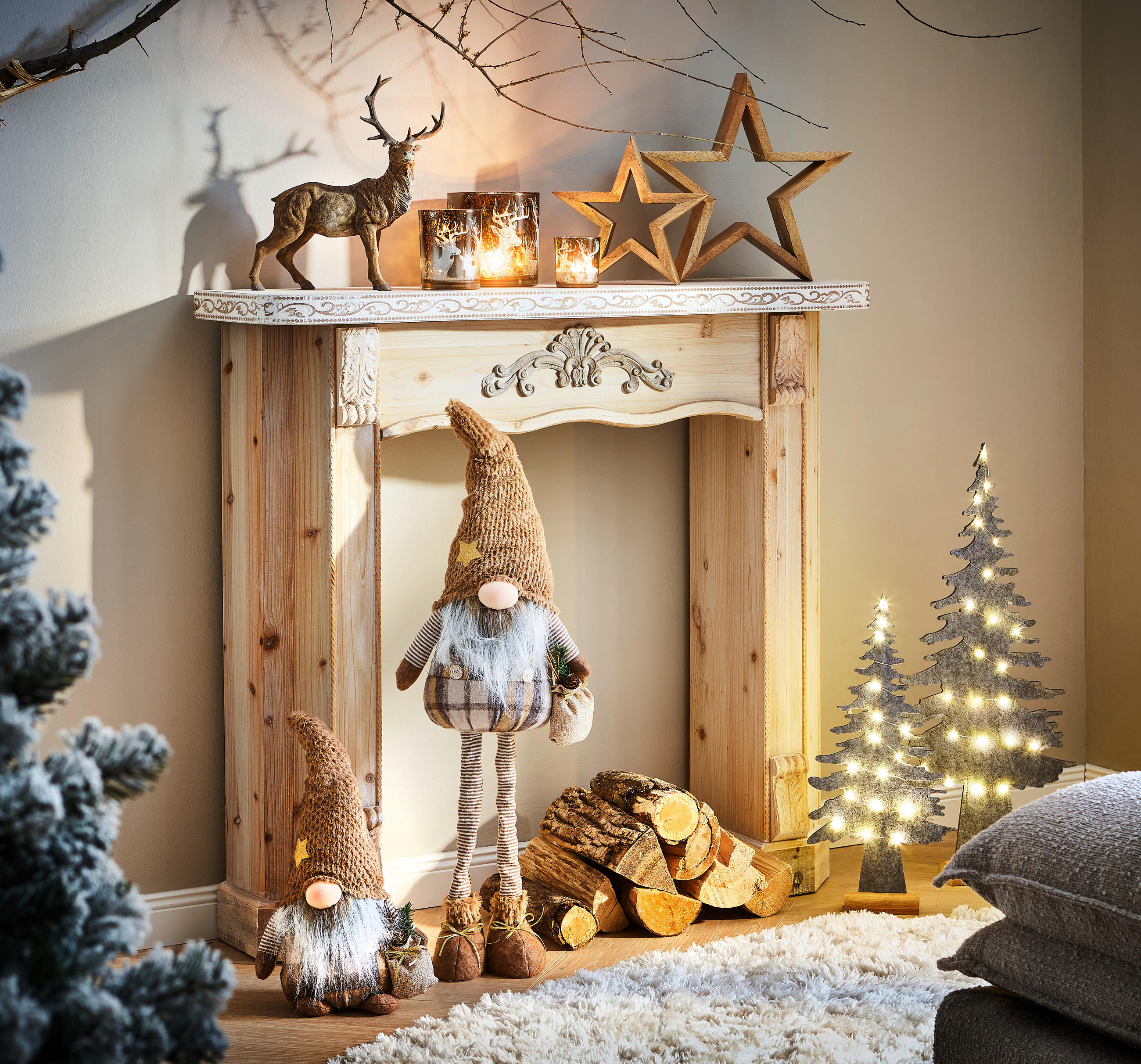 DEKOWEIHNACHTSBAUM  - Grau, LIFESTYLE, Holz/Textil (24/51/6cm) - X-Mas