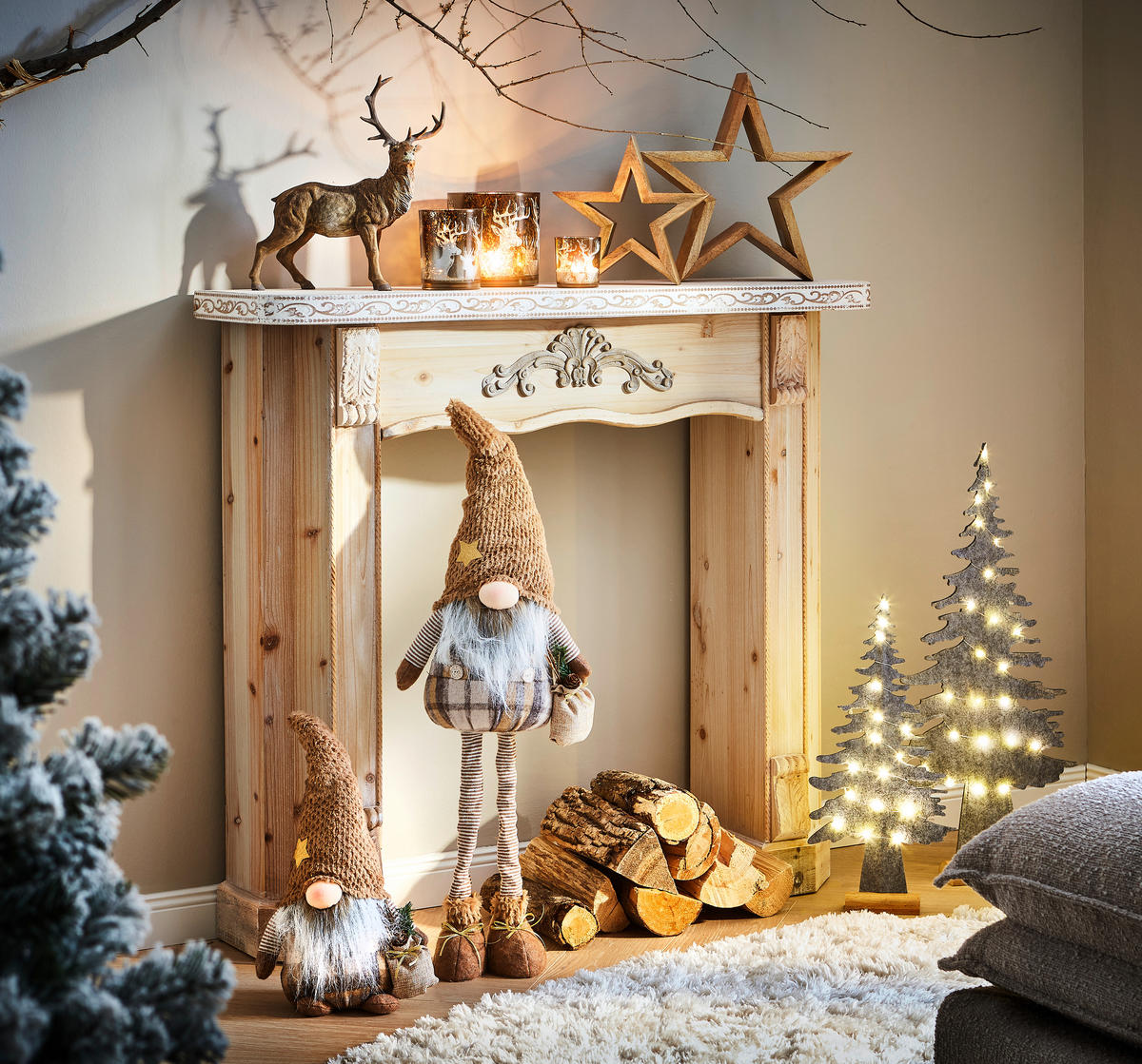 DEKOWEIHNACHTSBAUM  - Grau, LIFESTYLE, Holz/Textil (24/51/6cm) - X-Mas