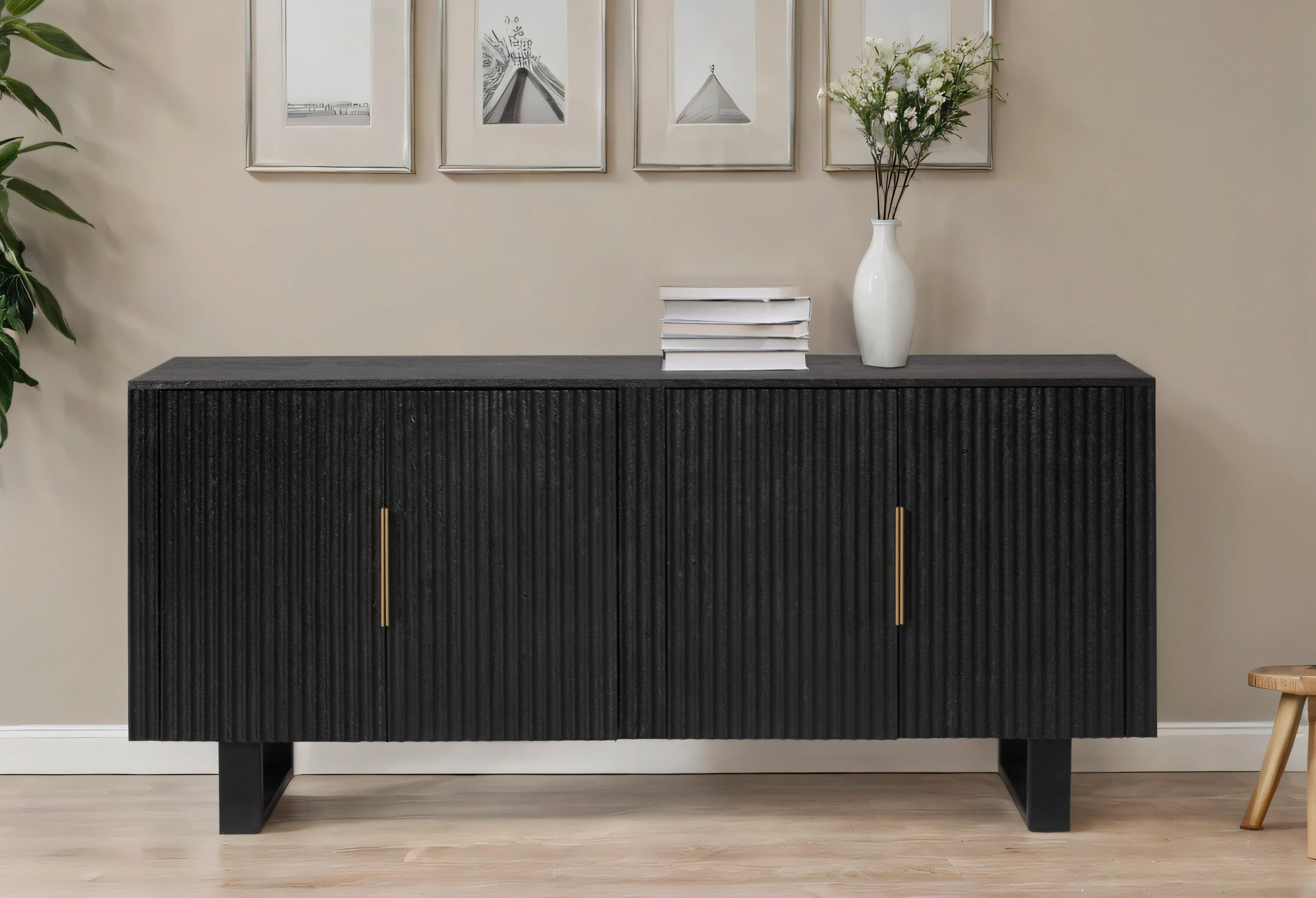 SIDEBOARD  in 180/80/40 cm  - Goldfarben/Schwarz, Design, Holz/Metall (180/80/40cm) - Livetastic