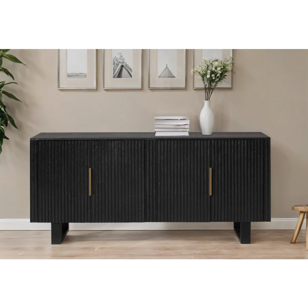 Thumbnail - Livetastic Sideboard, Schwarz, Metall, Akazie, massiv, 2 Fächer, 180x80x40 cm, Holzmöbel, Kleinmöbel Holz, Holzkommoden,...