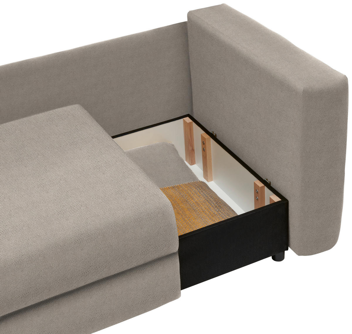 RÉCAMIERE in Flachgewebe Beige  - Beige/Schwarz, Design, Kunststoff/Textil (171/71-88/93cm) - Cantus
