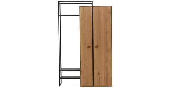 GARDEROBENSCHRANK 128,9/210,3/37 cm - Dunkelgrau/Eichefarben, Natur, Holz/Metall (128,9/210,3/37cm) - Valnatura