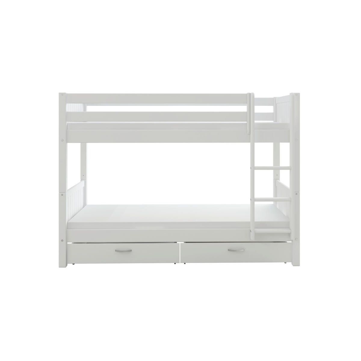 ETAGENBETT 90/200 cm,  in Absturzsicherung, Leiter, Lattenrost, Rollroste  - Weiß, MODERN, Holz (90/200cm) - Chameo