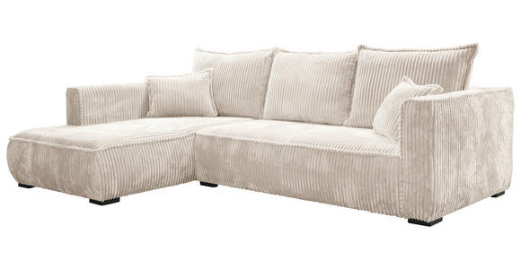 ECKSOFA Creme Cord  - Creme/Schwarz, MODERN, Holz/Textil (208/322cm) - Carryhome