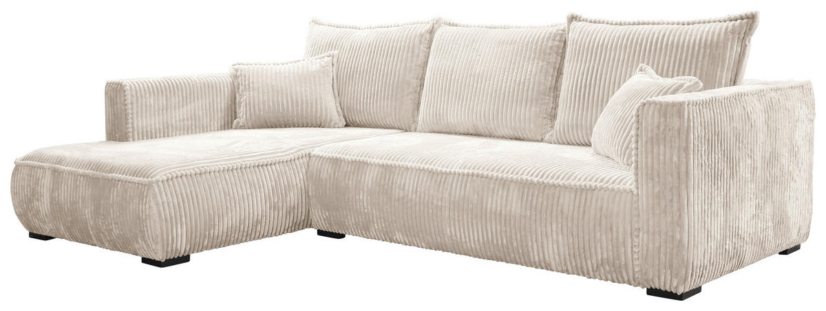 ECKSOFA in Cord Creme  208/322 cm  - Creme/Schwarz, MODERN, Holz/Textil (208/322cm) - Carryhome
