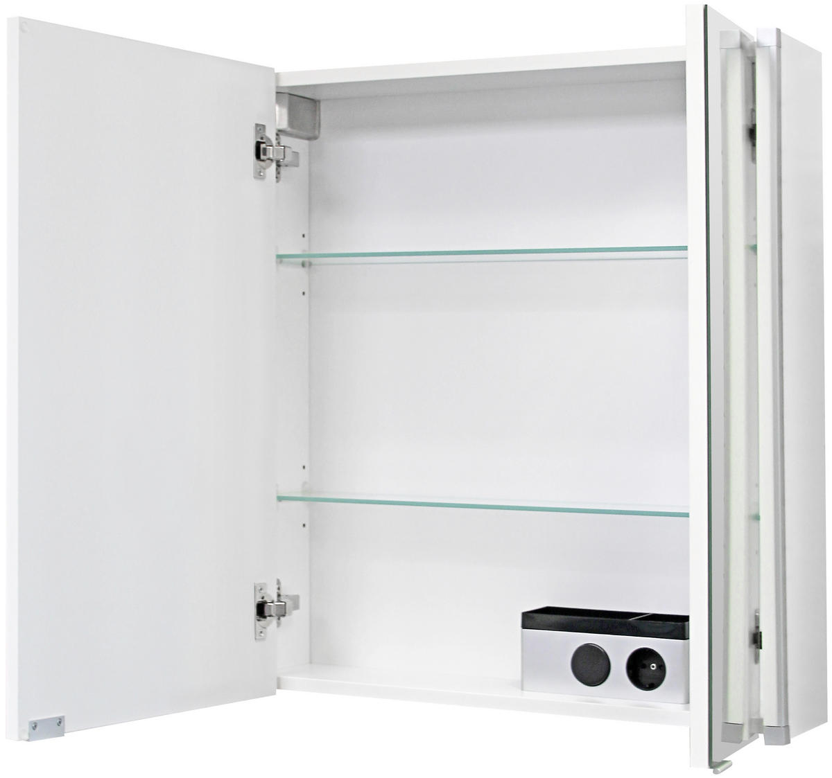 SPIEGELSCHRANK 61/67/16,5 cm  - Alufarben/Weiß, MODERN, Glas/Holzwerkstoff (61/67/16,5cm) - MID.YOU