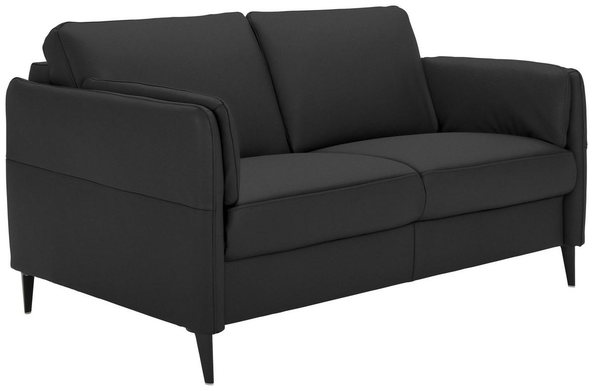 2,5-SITZER in Echtleder Schwarz  - Schwarz, Design, Leder/Metall (164/84/99cm) - Dieter Knoll