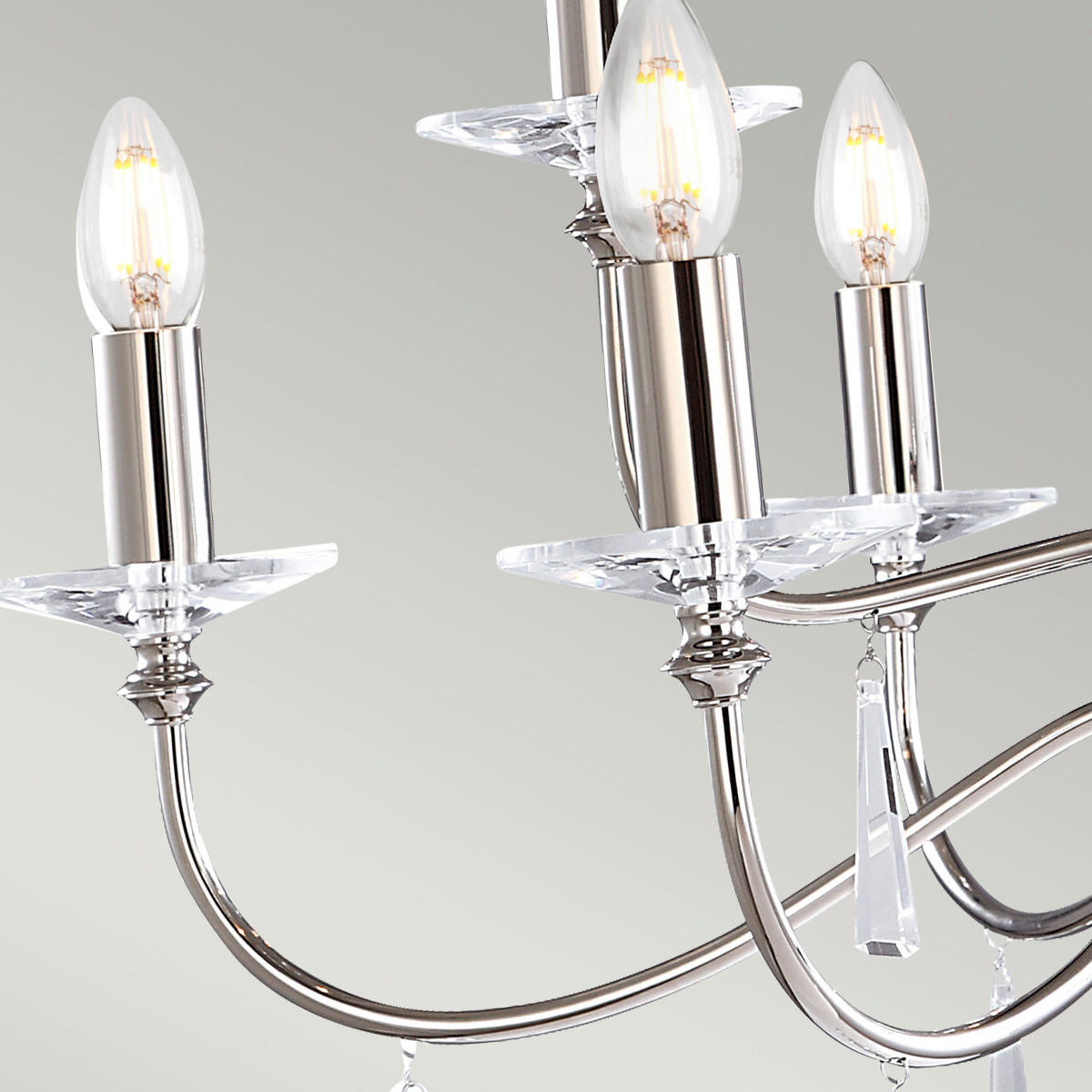 KRONLEUCHTER 82/83 cm   - Nickelfarben, KONVENTIONELL, Glas/Metall (82/83cm) - Elstead Lighting